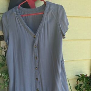 Women's Blue Button-Down Top